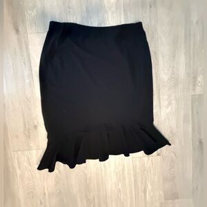 Nanette Lepore Black Pencil Skirt with Flounce Hem